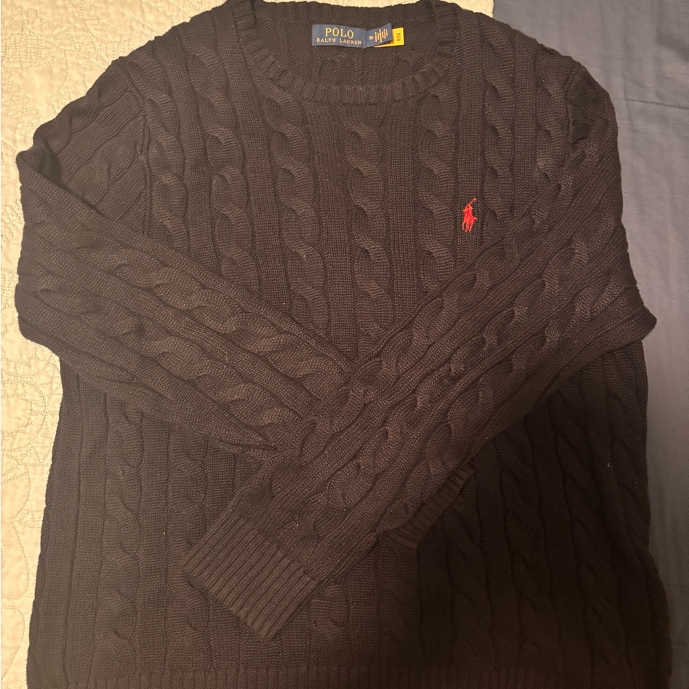 Hardly used Polo by Ralph Lauren Men's Dark Cable Knit Sweater